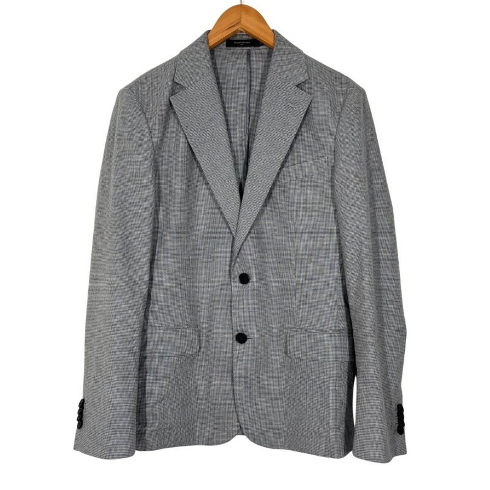 Banana Republic Mens 36R Grey Linen Blend Houndstooth Tailored Blazer Jacket